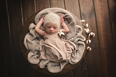 Raleigh newborn photography, baby laying in basket