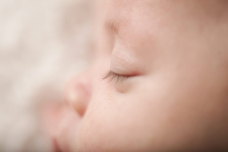 macro shot of newborn eyelashes